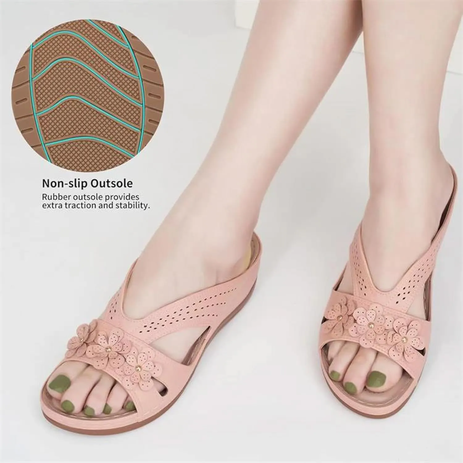 Temperament Wedge Sandals for Women Lightweight Memory Foam Sandals Arch Support Walking Sandal Slippers for Women