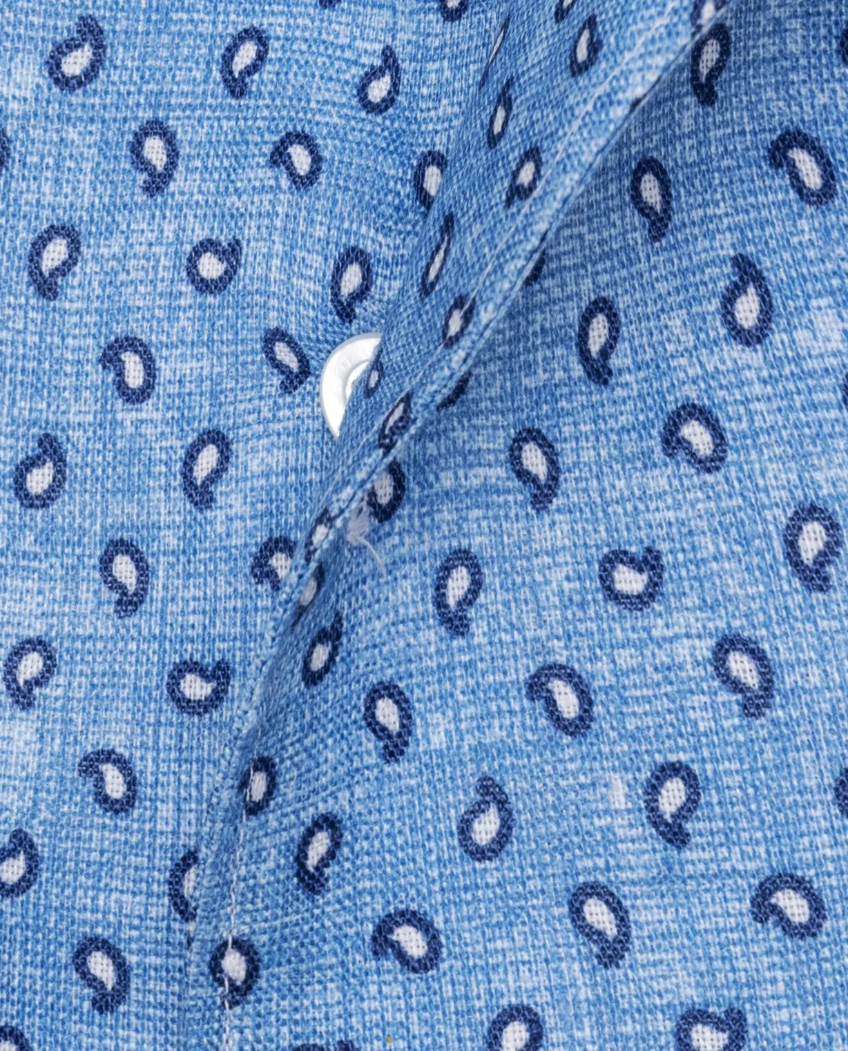 Testa Steel Blue with White Small Abstract Paisley Pure Organic Linen