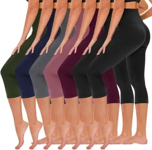 TNNZEET 7 Pack Leggings for Women - High Waisted Yoga Pants with Pockets Black Leggings Women Full Length & Capri