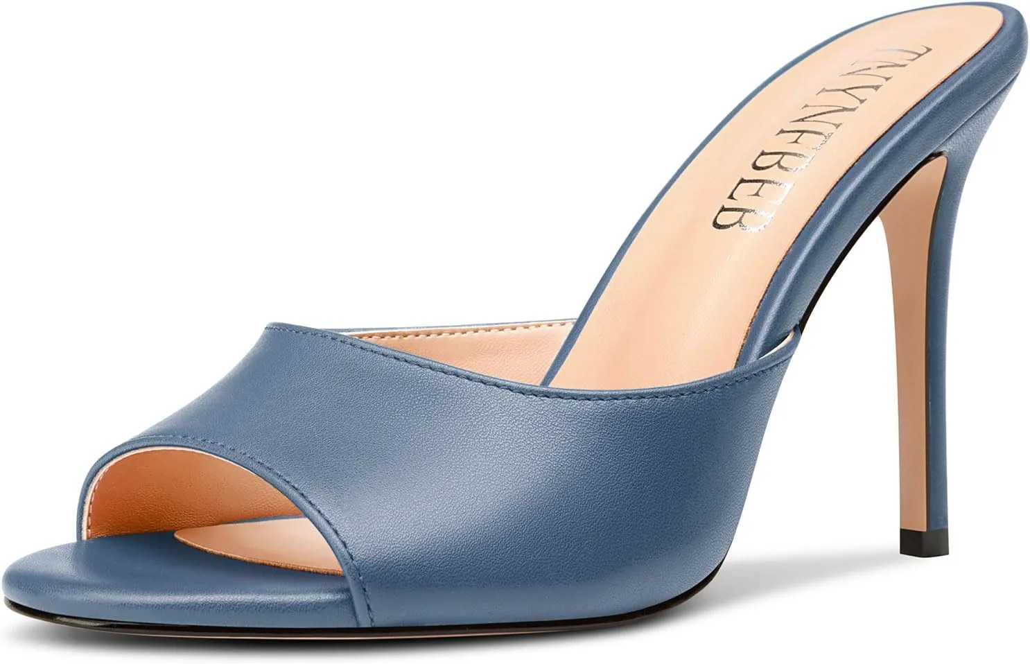 TNYNFBEB Womens Stiletto High Heel Peep Open Toe Sandals Mules Shoes Slingback Slip-on Prom Dress Summer 3.9 Inches Heels