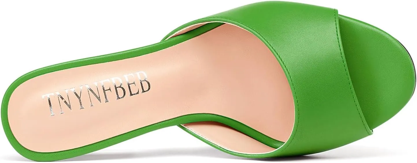 TNYNFBEB Womens Stiletto High Heel Peep Open Toe Sandals Mules Shoes Slingback Slip-on Prom Dress Summer 3.9 Inches Heels