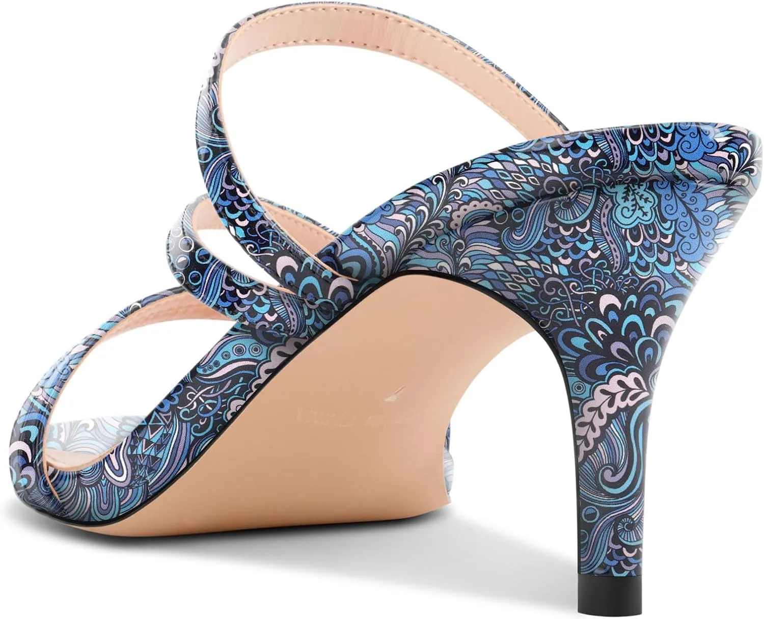 TNYNFBEB Womens Stiletto Mid Heel Open Toe Sandals Mules Shoes Slip-on Prom Wedding Dress Patent Leather Summer 2.6 Inches Heels