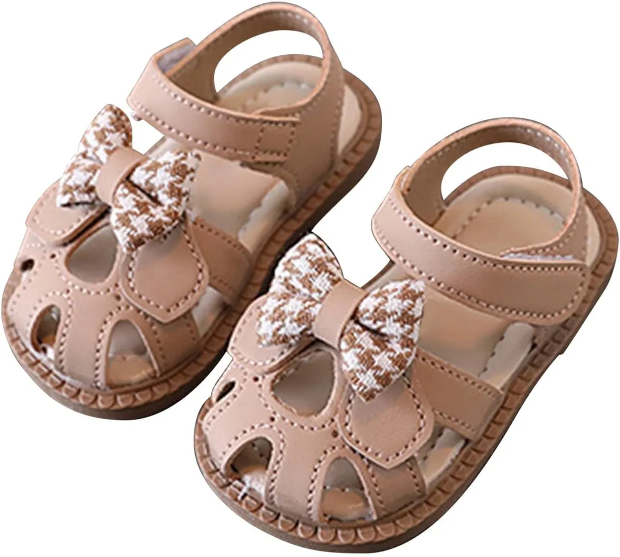 Toddler Baby Girls Cute Closed Toe Flat Dress Sandals with Bows Summer Dress Shoes for Beach Jelly Toddler Sandals