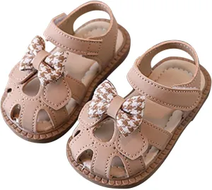 Toddler Baby Girls Cute Closed Toe Flat Dress Sandals with Bows Summer Dress Shoes for Beach Jelly Toddler Sandals