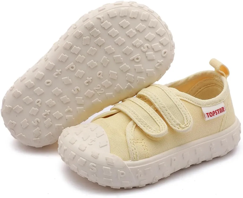 Toddler Canvas Shoes Baby Girls Boys Non-Slip Breathable Sneakers Lightweight Outside Walking Shoes 12 18 21 24 Months