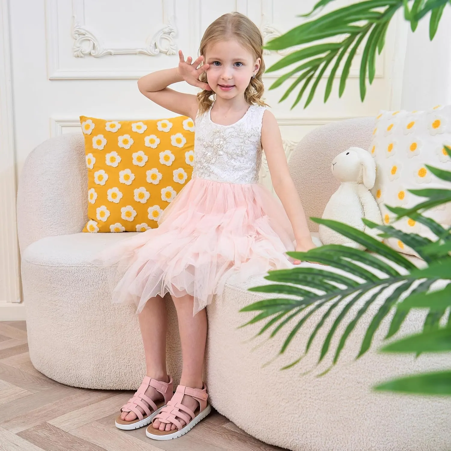 Toddler Girl Sandals Little Kids Summer Dress Shoes Open Toe Flats Princess Sandals for School Beach Party