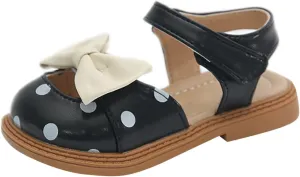 Toddler Girls Sandals Polka Dot Decorated Closed Toe Open Toe Heel Sandals Bow Princess Shoes Beach Toddlers