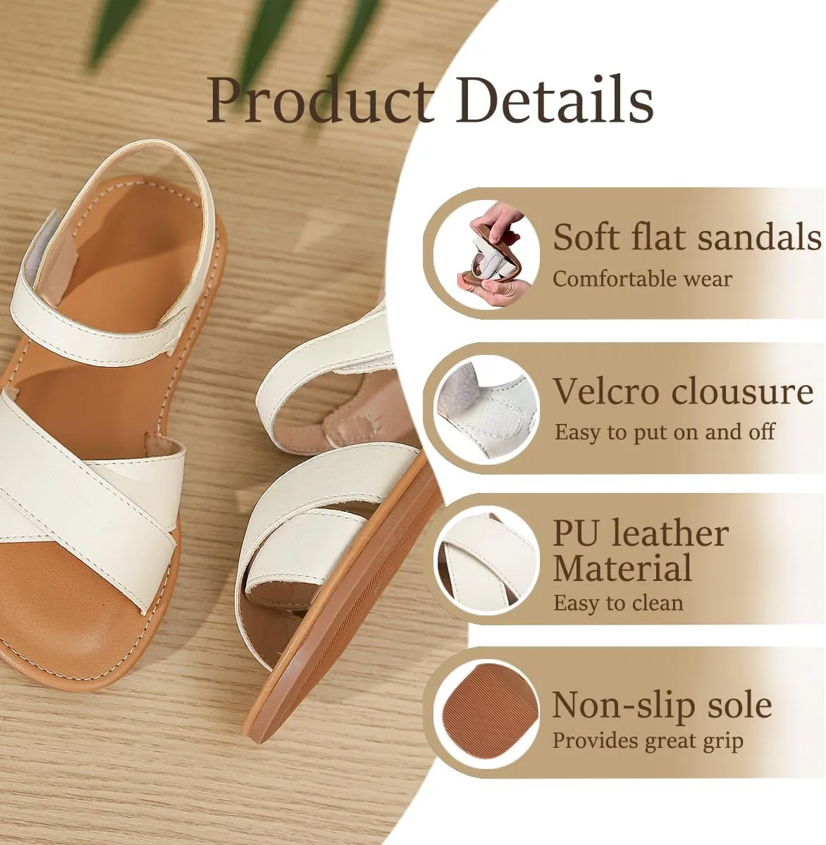 Toddler Girls Sandals Summer Flats Dress Shoes for Baby Little Kids Girl