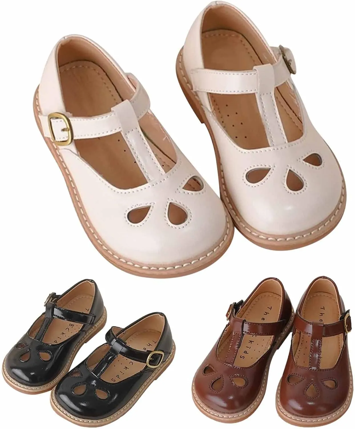 Toddler Little Girl Mary Jane Dress Shoes Ballet Flat𝐬 for Girl Part𝐲 School Shoes Adjustable Buckle T-Strap Sandal