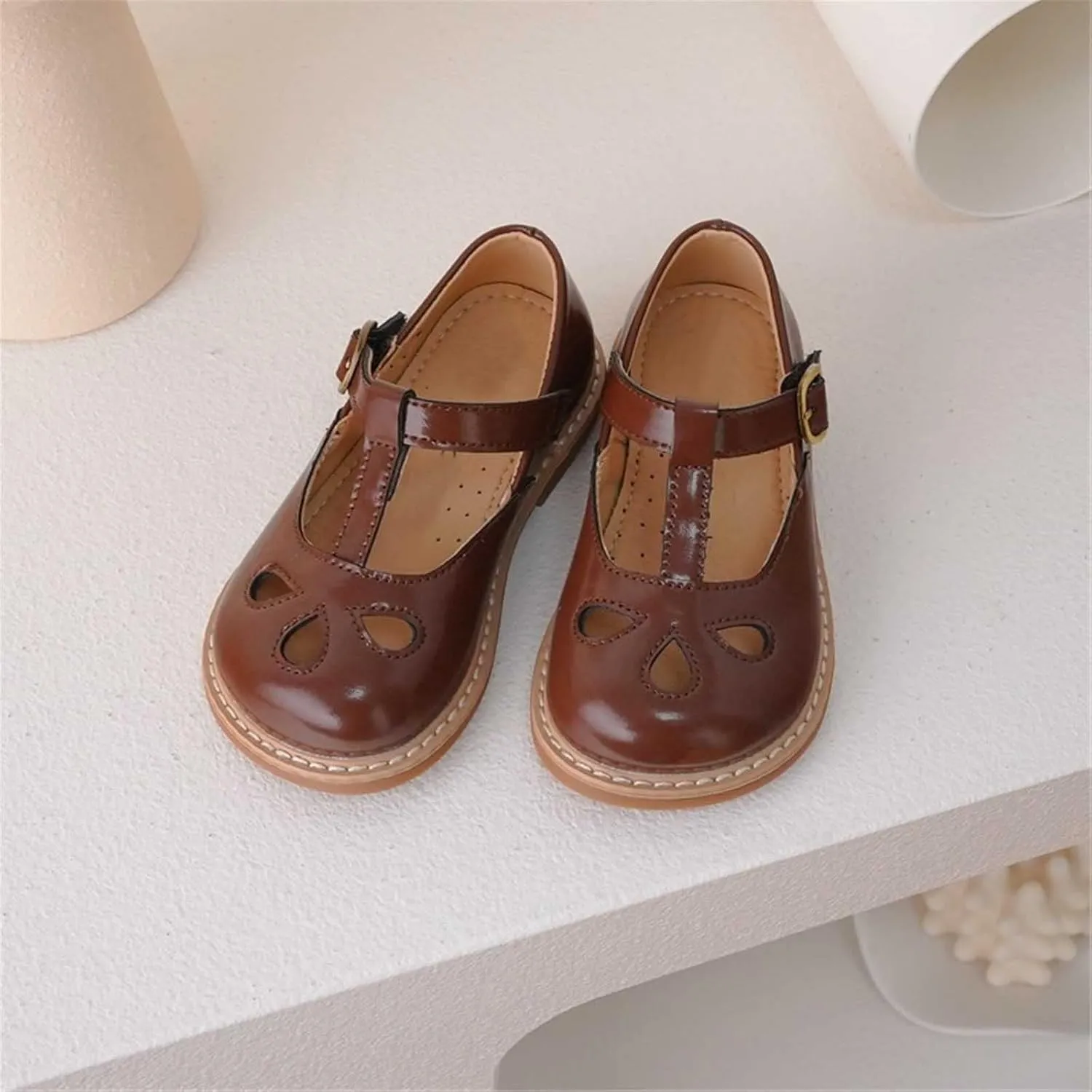 Toddler Little Girl Mary Jane Dress Shoes Ballet Flat𝐬 for Girl Part𝐲 School Shoes Adjustable Buckle T-Strap Sandal