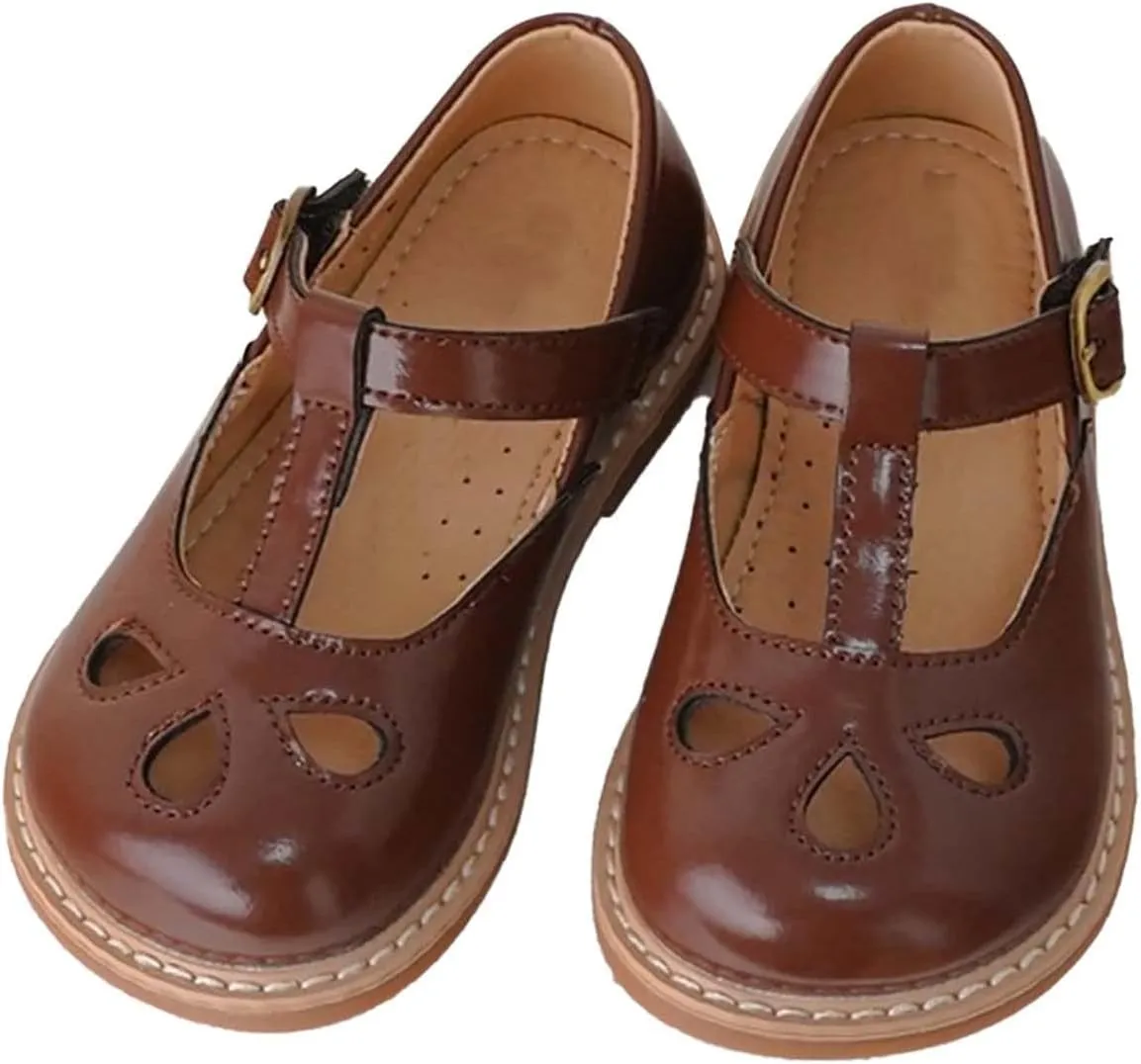 Toddler Little Girl Mary Jane Dress Shoes Ballet Flat𝐬 for Girl Part𝐲 School Shoes Adjustable Buckle T-Strap Sandal