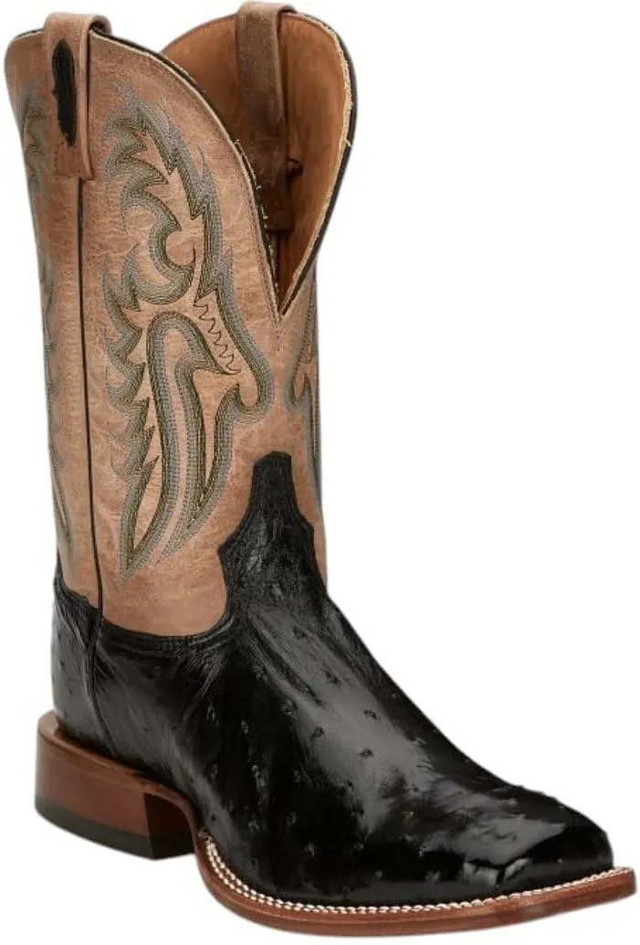 Tony Lama Castillo 11'' Full Quill Ostrich Men's Western Boots – Premium Leather, Durable Design, Comfortable Fit, Onyx - 12 D