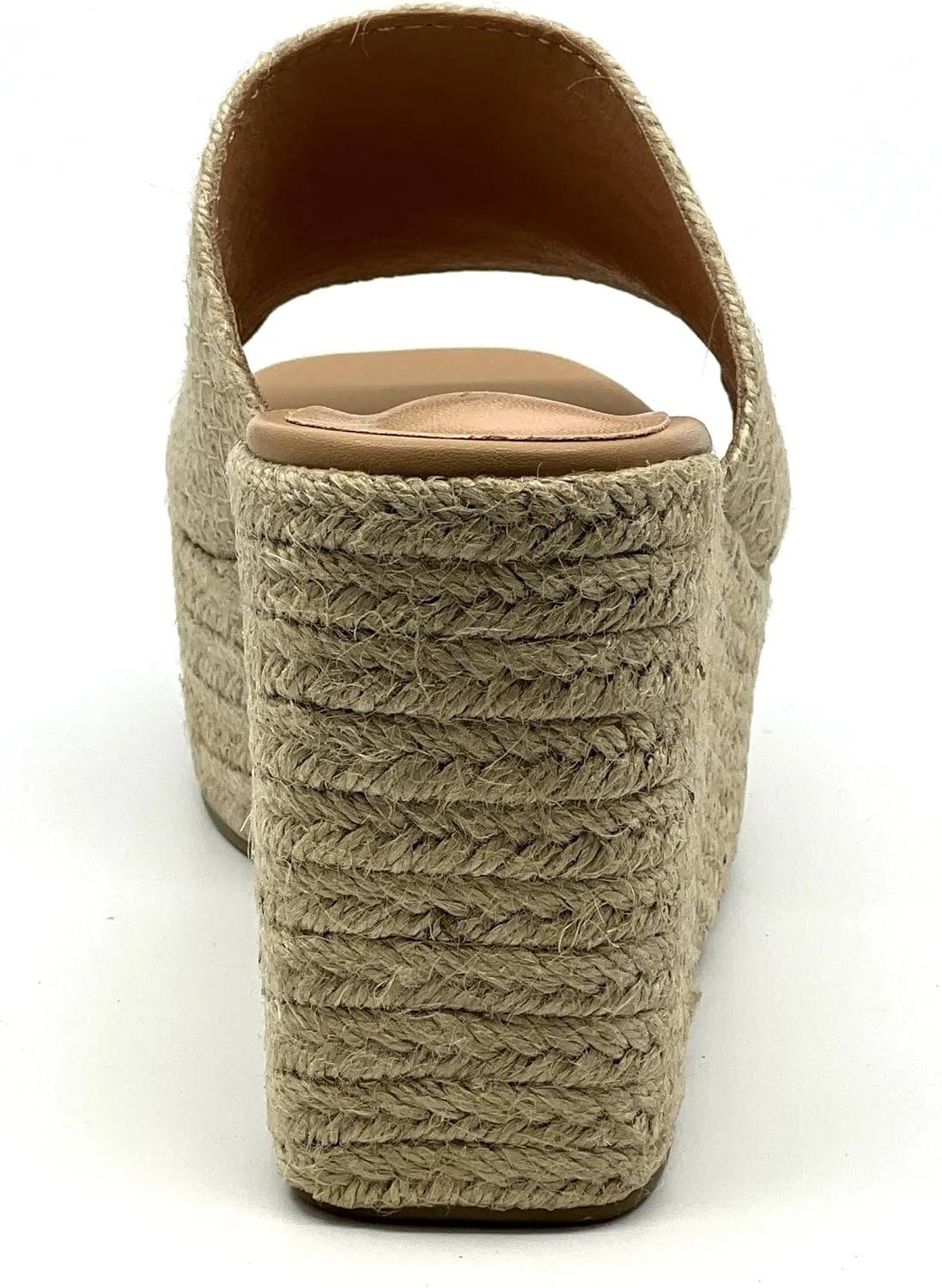 TOP Moda Women Open Toe High Wedge Jute Espadrille Slip on Slide Sandals