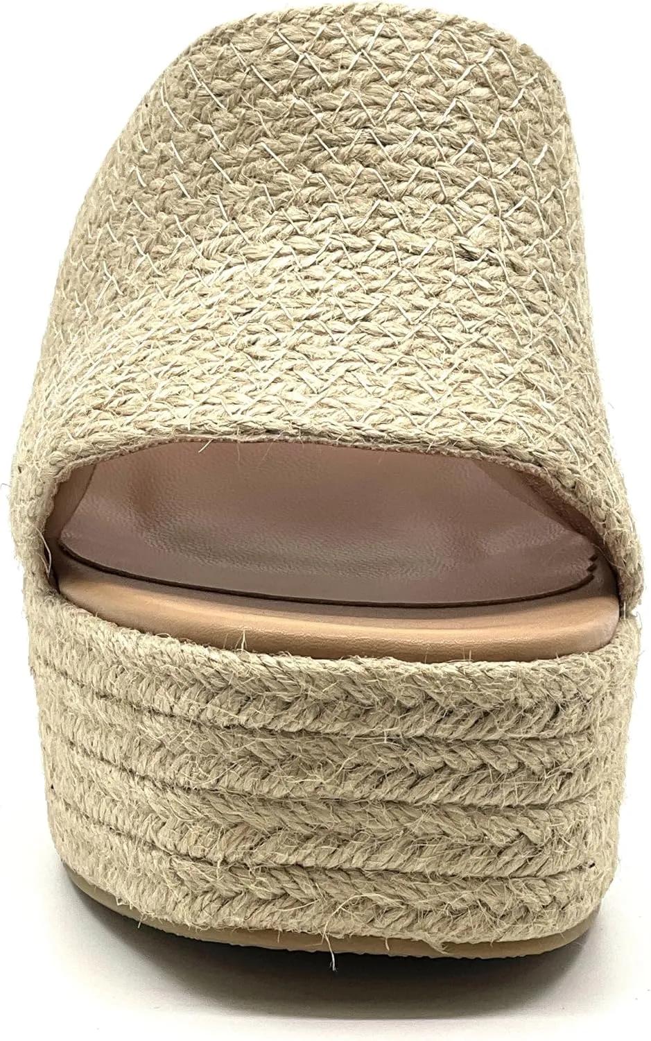 TOP Moda Women Open Toe High Wedge Jute Espadrille Slip on Slide Sandals