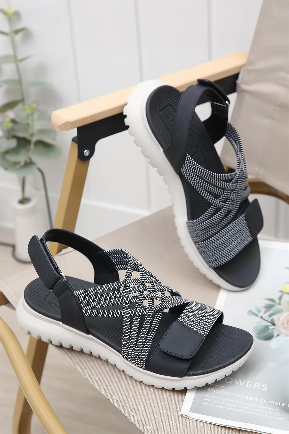 Touchmosees Ankle Strap Sports Sandals - Women's Hiking Sandals Comfortable Walking Sandals for Women Summer Beach Athletic Sandals