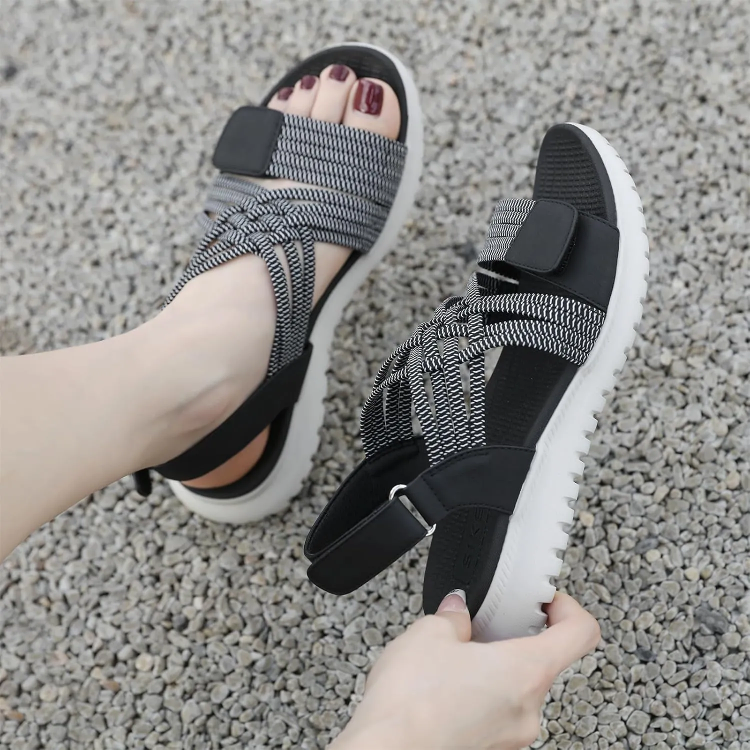 Touchmosees Ankle Strap Sports Sandals - Women's Hiking Sandals Comfortable Walking Sandals for Women Summer Beach Athletic Sandals