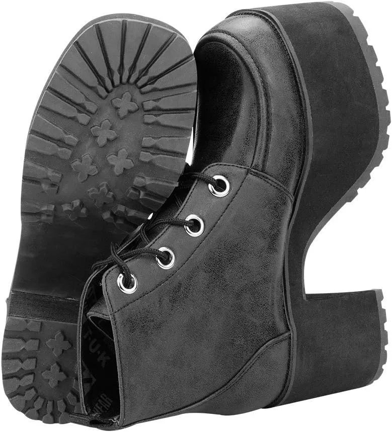 T.U.K. Shoes A8663L Womens Platforms, Distressed Ankle Nosebleed Boot