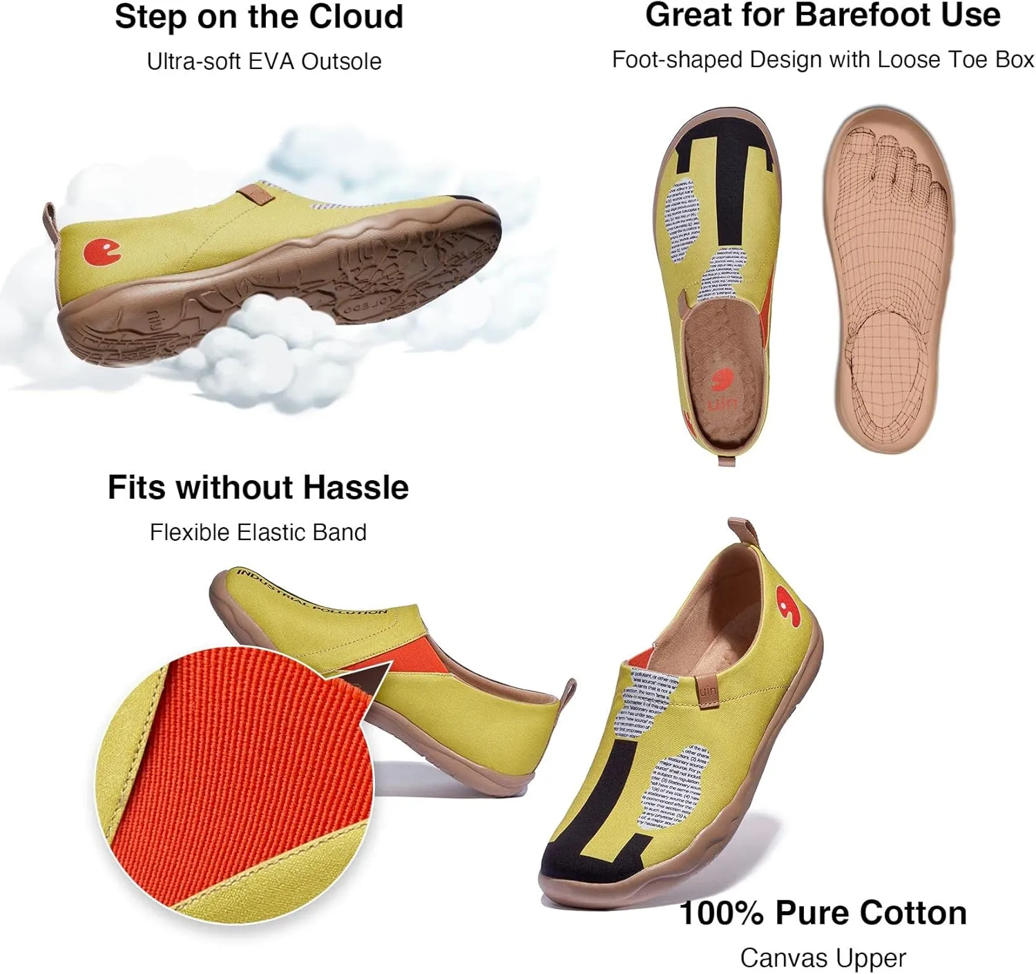 UIN Men's Walking Travel Shoes Slip On Canvas Casual Loafers Lightweight Comfort Fashion Sneaker Happy Doggies