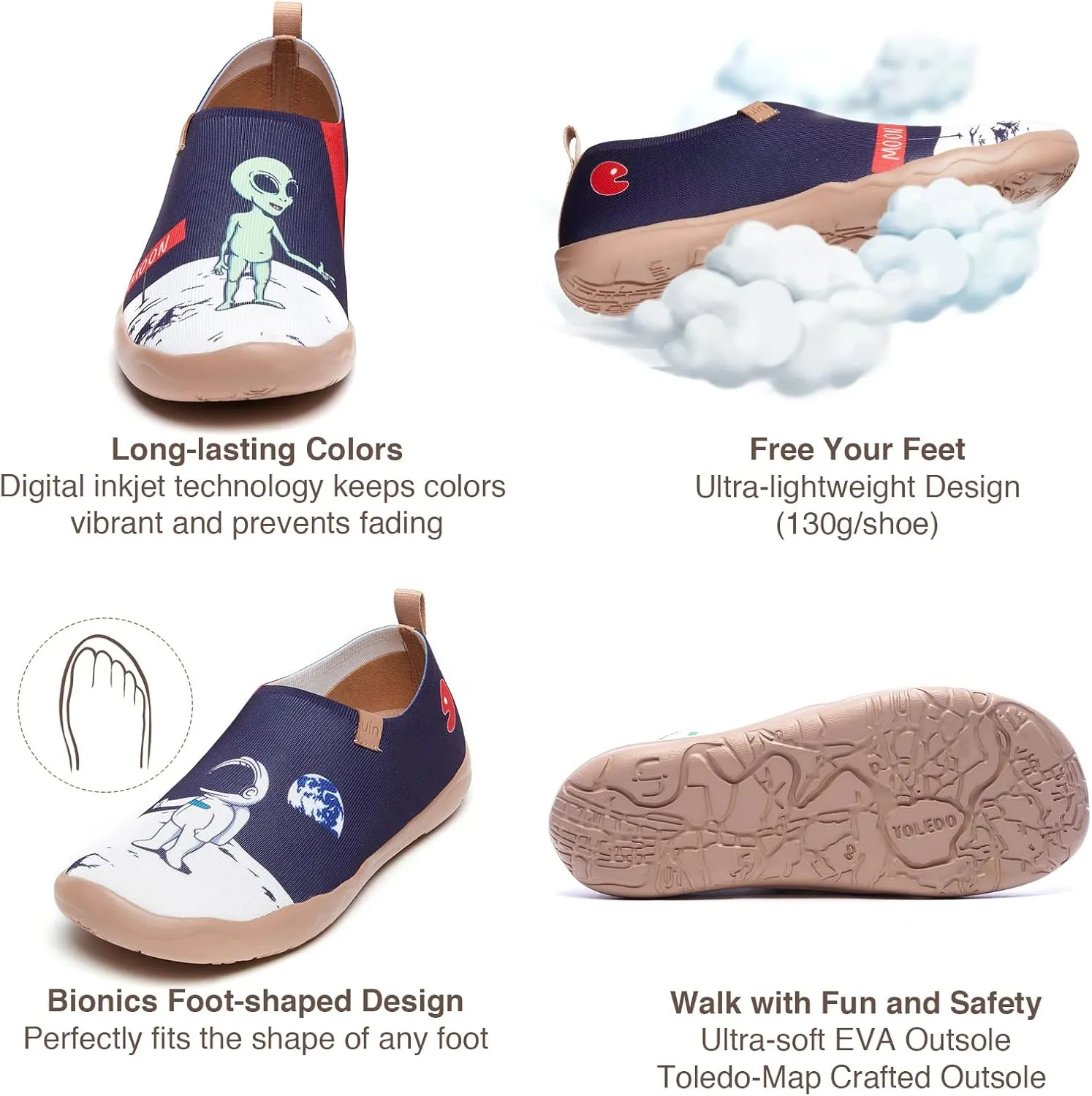 UIN Men's Walking Travel Shoes Slip On Canvas Casual Loafers Lightweight Comfort Fashion Sneaker Happy Doggies