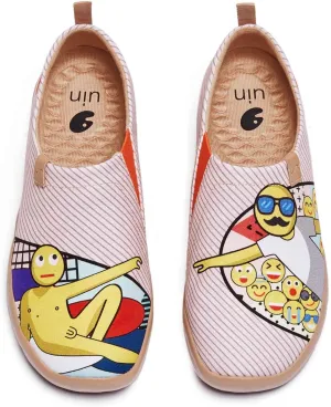 UIN Women's Slip On Sneakers Casual Loafers Knitted Art Painted Comfort Soft Walking Shoes