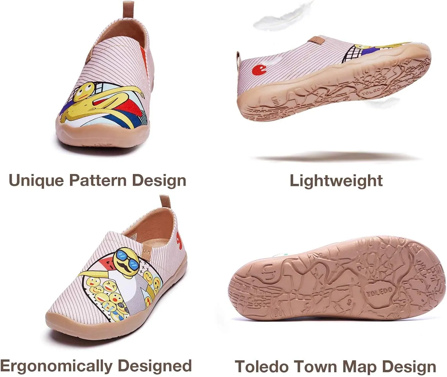 UIN Women's Slip On Sneakers Casual Loafers Knitted Art Painted Comfort Soft Walking Shoes