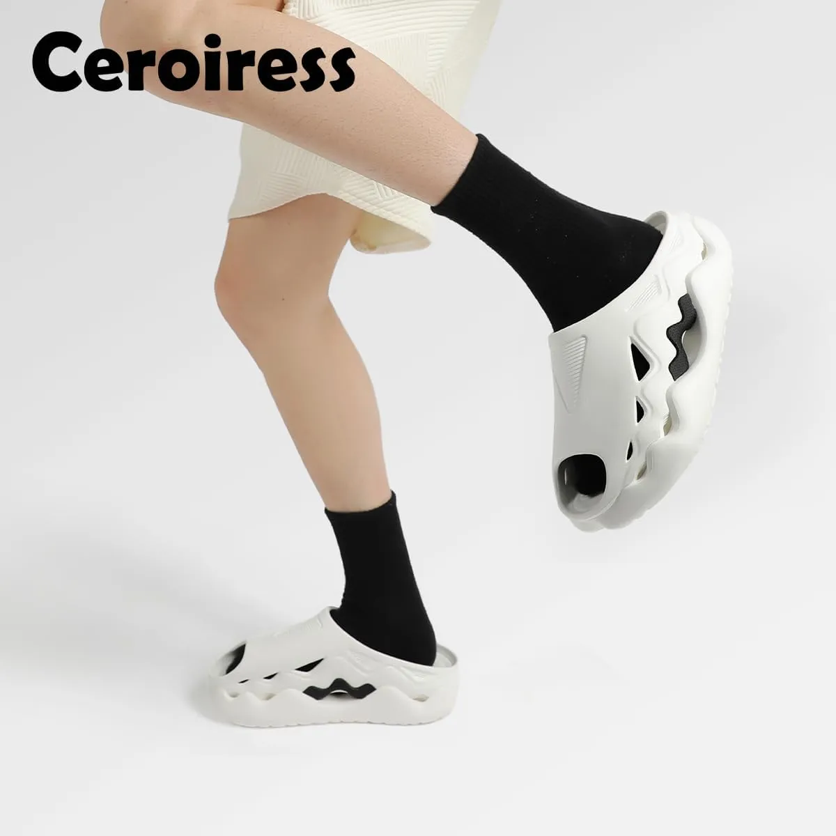 Unisex Outdoor Sports Fashion Chunky Dad Sandals, Mules & Clogs - Breathable Hollow Design, 2in Elevation, Arch Support, Post-Workout Recovery, Waterproof & Quick-Dry, Non-Slip EVA Slides