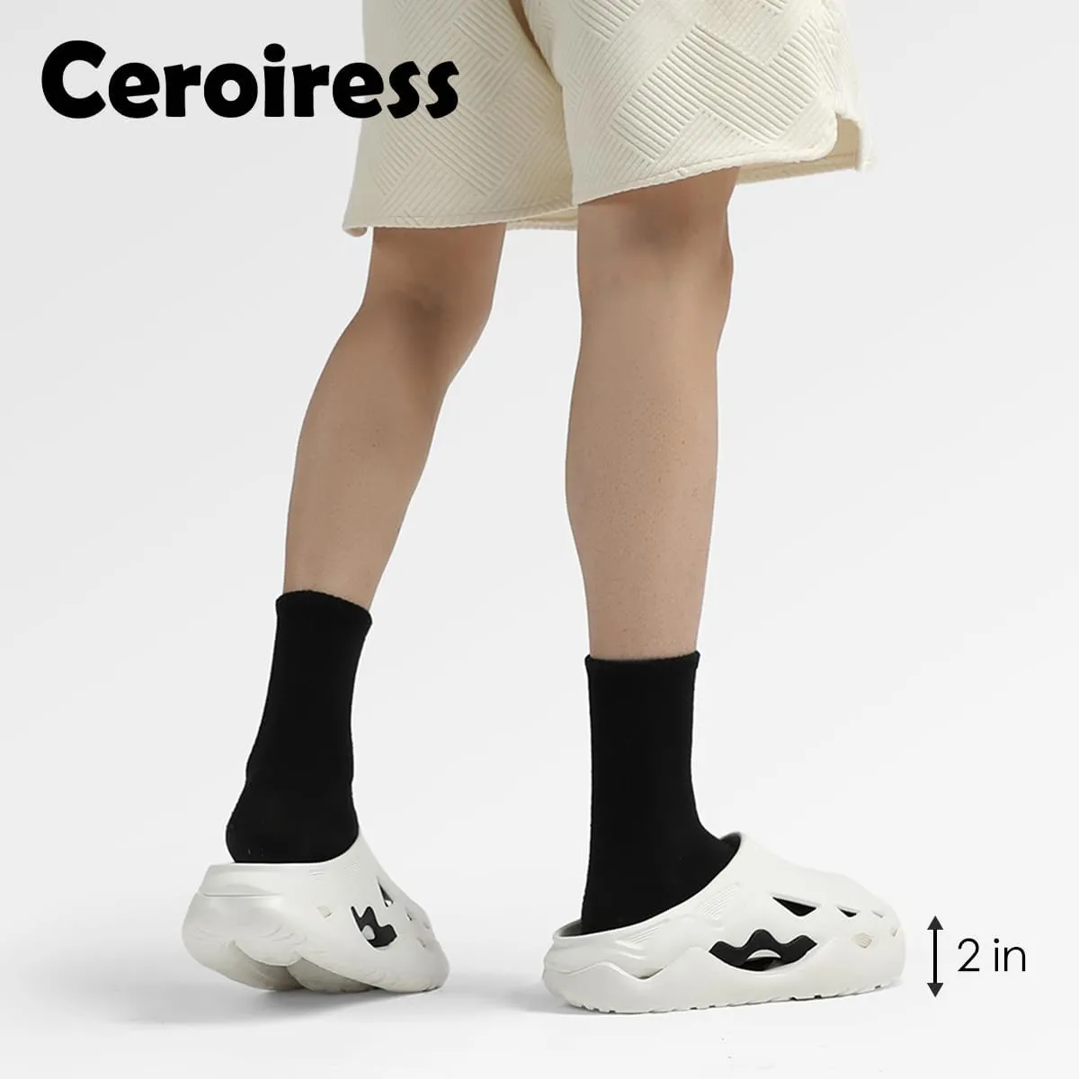 Unisex Outdoor Sports Fashion Chunky Dad Sandals, Mules & Clogs - Breathable Hollow Design, 2in Elevation, Arch Support, Post-Workout Recovery, Waterproof & Quick-Dry, Non-Slip EVA Slides