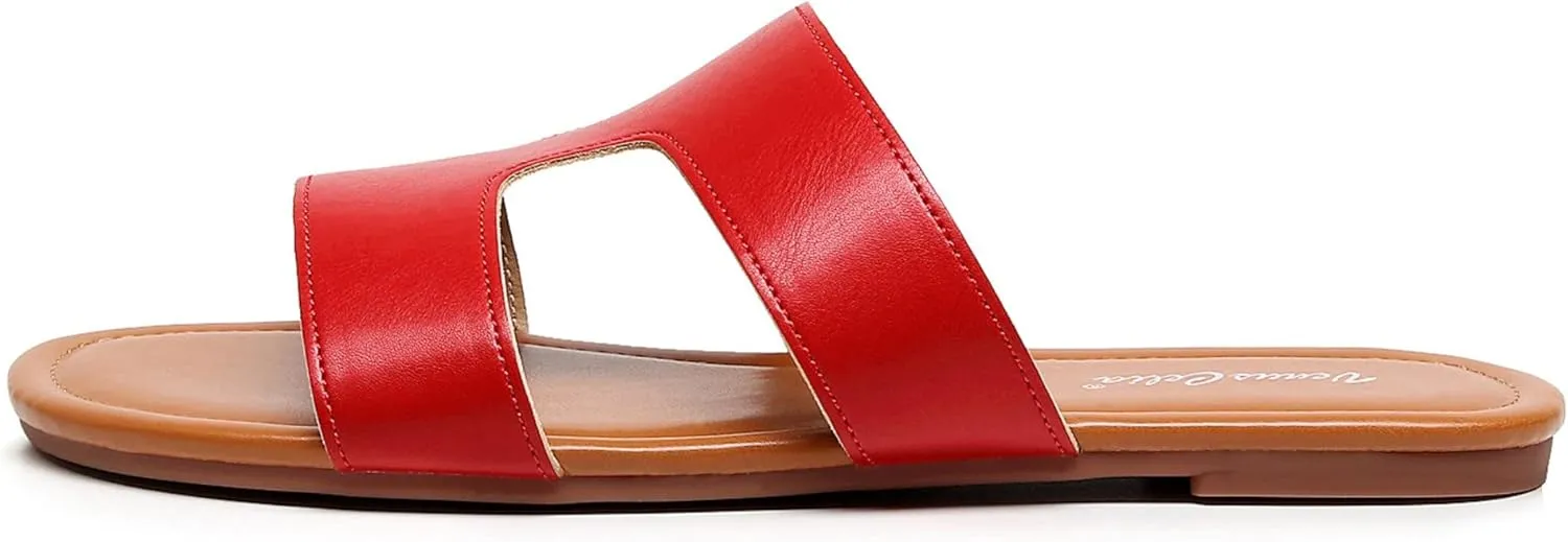 VenusCelia Women's H Band Wide Flat Sandal