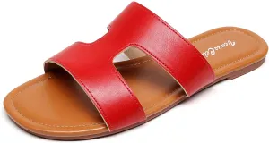 VenusCelia Women's H Band Wide Flat Sandal