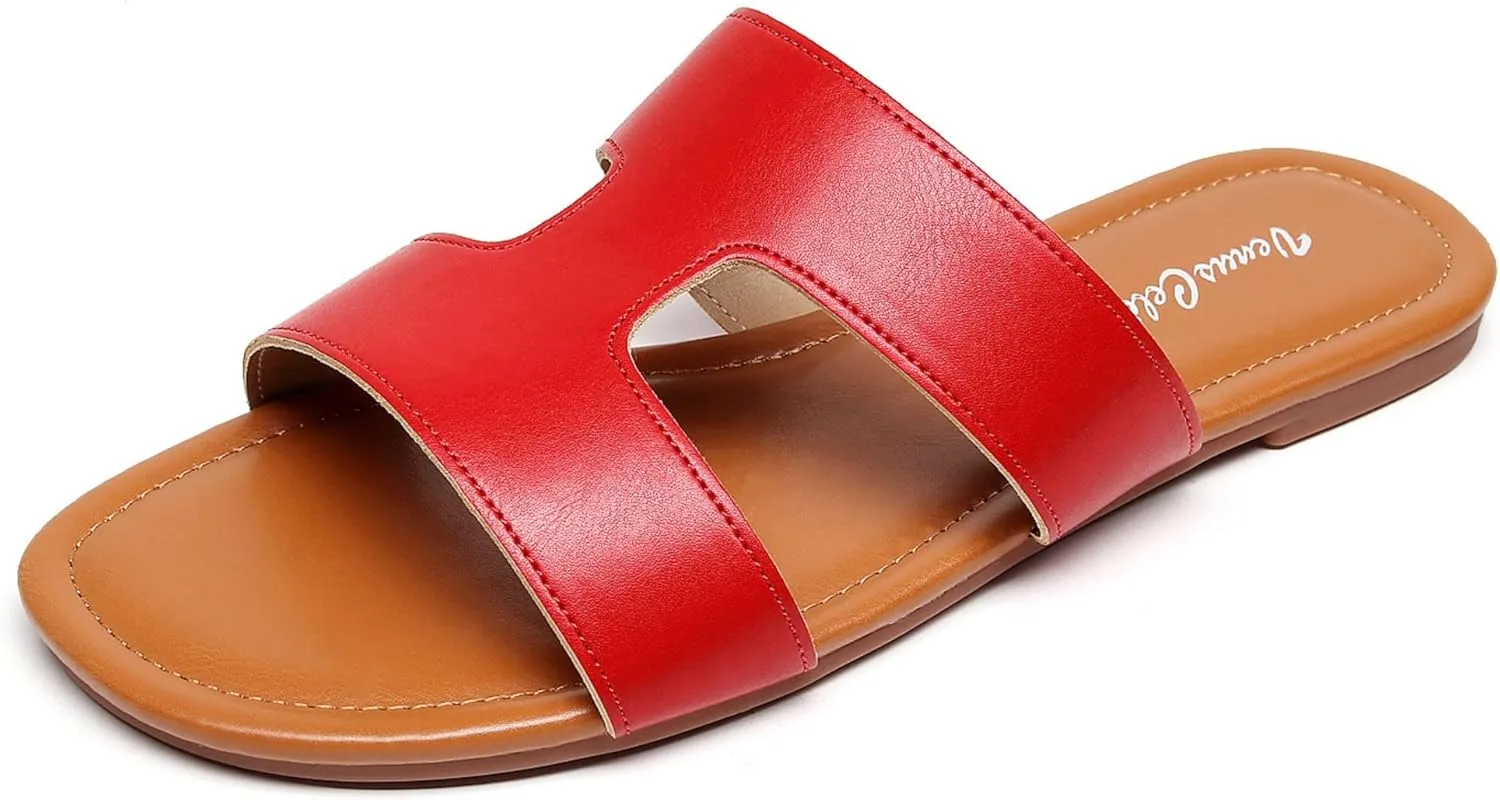 VenusCelia Women's H Band Wide Flat Sandal