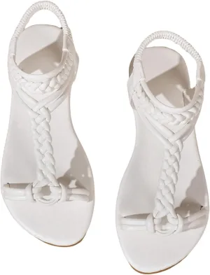 Verdusa Women's Braided Flat Sandals Summer Gladiator Shoes Open Toe Slingback Sandals