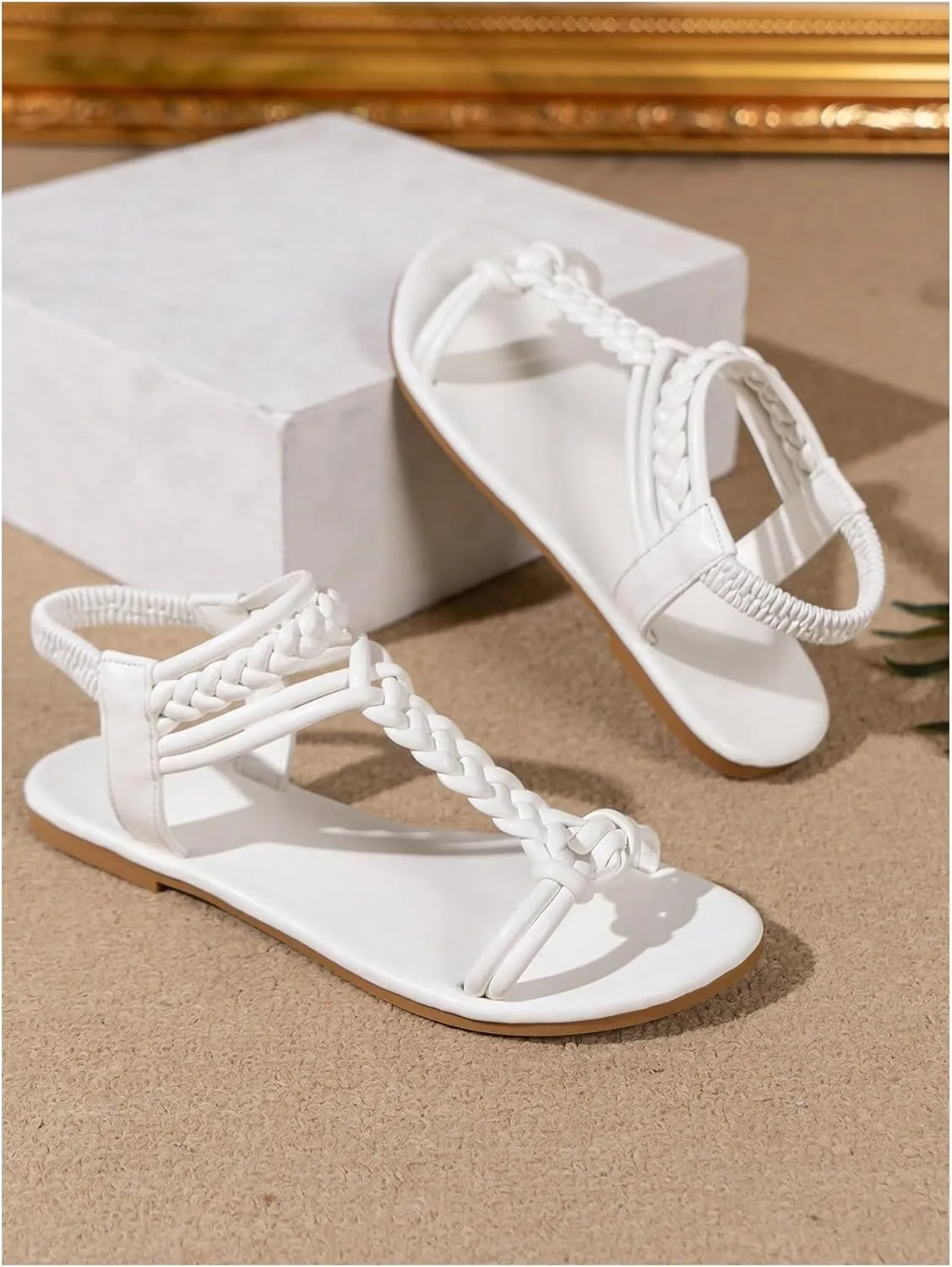 Verdusa Women's Braided Flat Sandals Summer Gladiator Shoes Open Toe Slingback Sandals