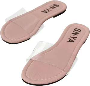 Verdusa Women's Clear Sandals Transparent Single Band Open Toe Flat Sandals