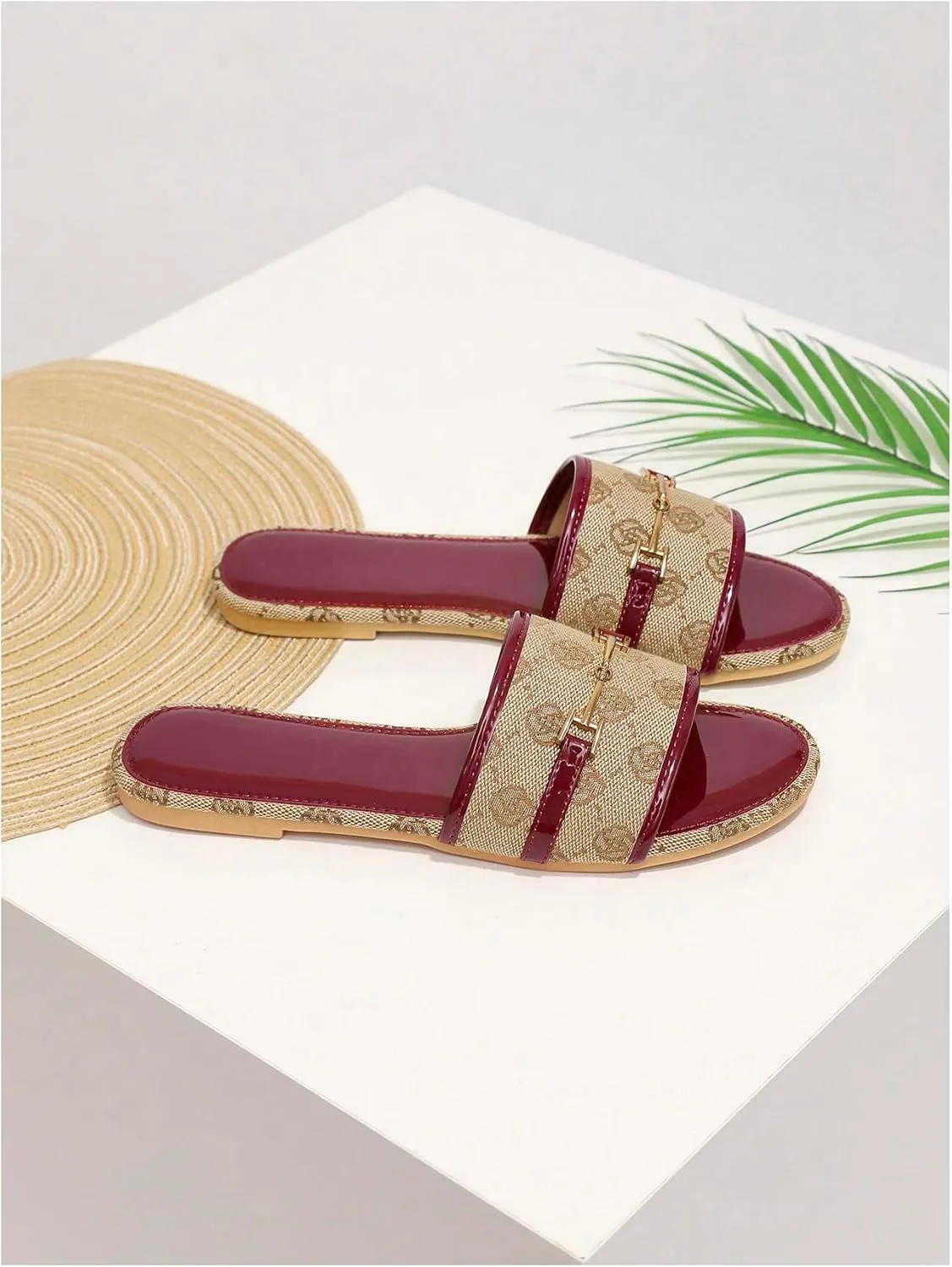 Verdusa Women's Open Toe Slides Single Band Slip On Flat Sandals Summer Shoes
