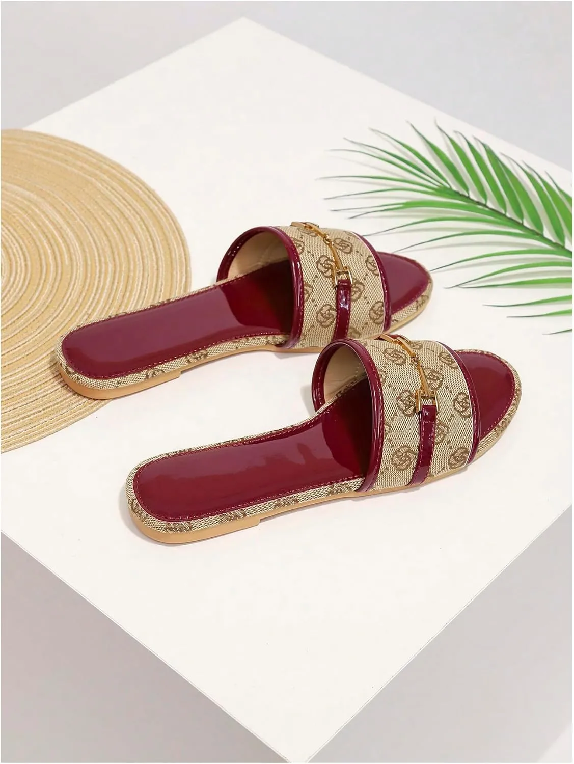 Verdusa Women's Open Toe Slides Single Band Slip On Flat Sandals Summer Shoes