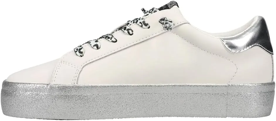 Vintage Havana Womens Epic Metallic Platform Lace Up Sneakers Shoes Casual - White