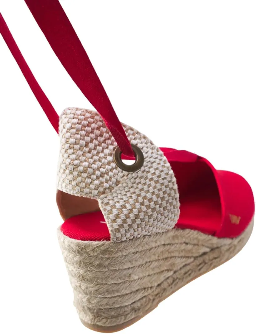 VISCATA Escala Espadrille Canvas Wedges with Sleek Ankle Laces Women's Lace Up Shoes Handmade in Spain Organic Cotton Canvas and 100% Natural Jute Midsole for All Occasions