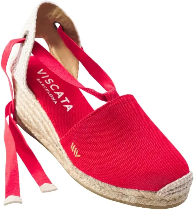 VISCATA Escala Espadrille Canvas Wedges with Sleek Ankle Laces Women's Lace Up Shoes Handmade in Spain Organic Cotton Canvas and 100% Natural Jute Midsole for All Occasions