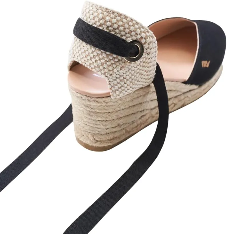 VISCATA Gava Canvas Wedge Handmade 2 ½” Heel Women's Sandals with Breathable Cotton Canvas V-cut Vamp and 100% Natural Jute Midsole for all Casual Occasions