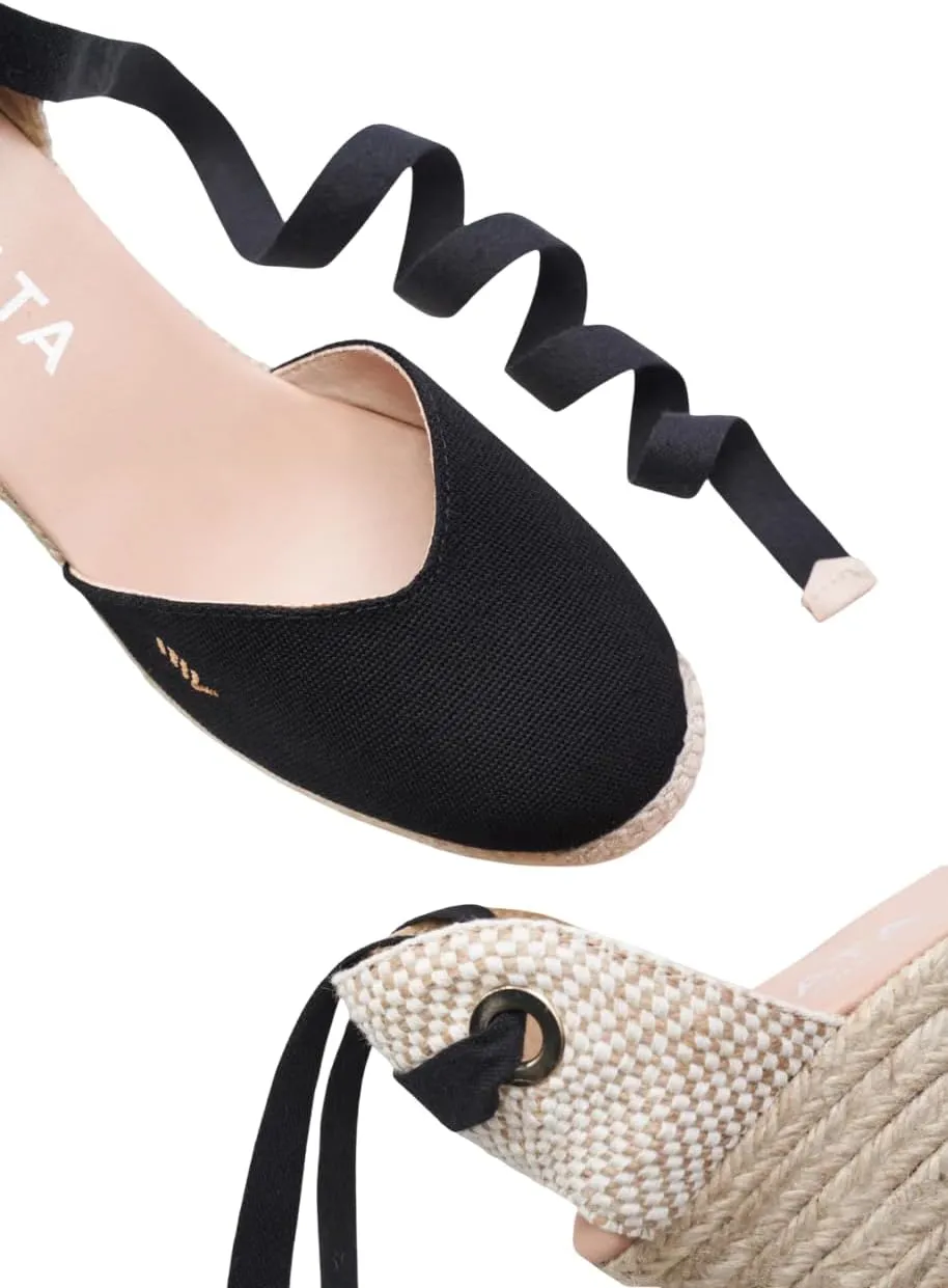 VISCATA Gava Canvas Wedge Handmade 2 ½” Heel Women's Sandals with Breathable Cotton Canvas V-cut Vamp and 100% Natural Jute Midsole for all Casual Occasions