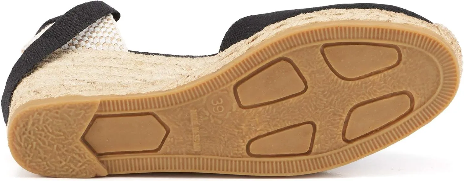 VISCATA Gava Canvas Wedge Handmade 2 ½” Heel Women's Sandals with Breathable Cotton Canvas V-cut Vamp and 100% Natural Jute Midsole for all Casual Occasions