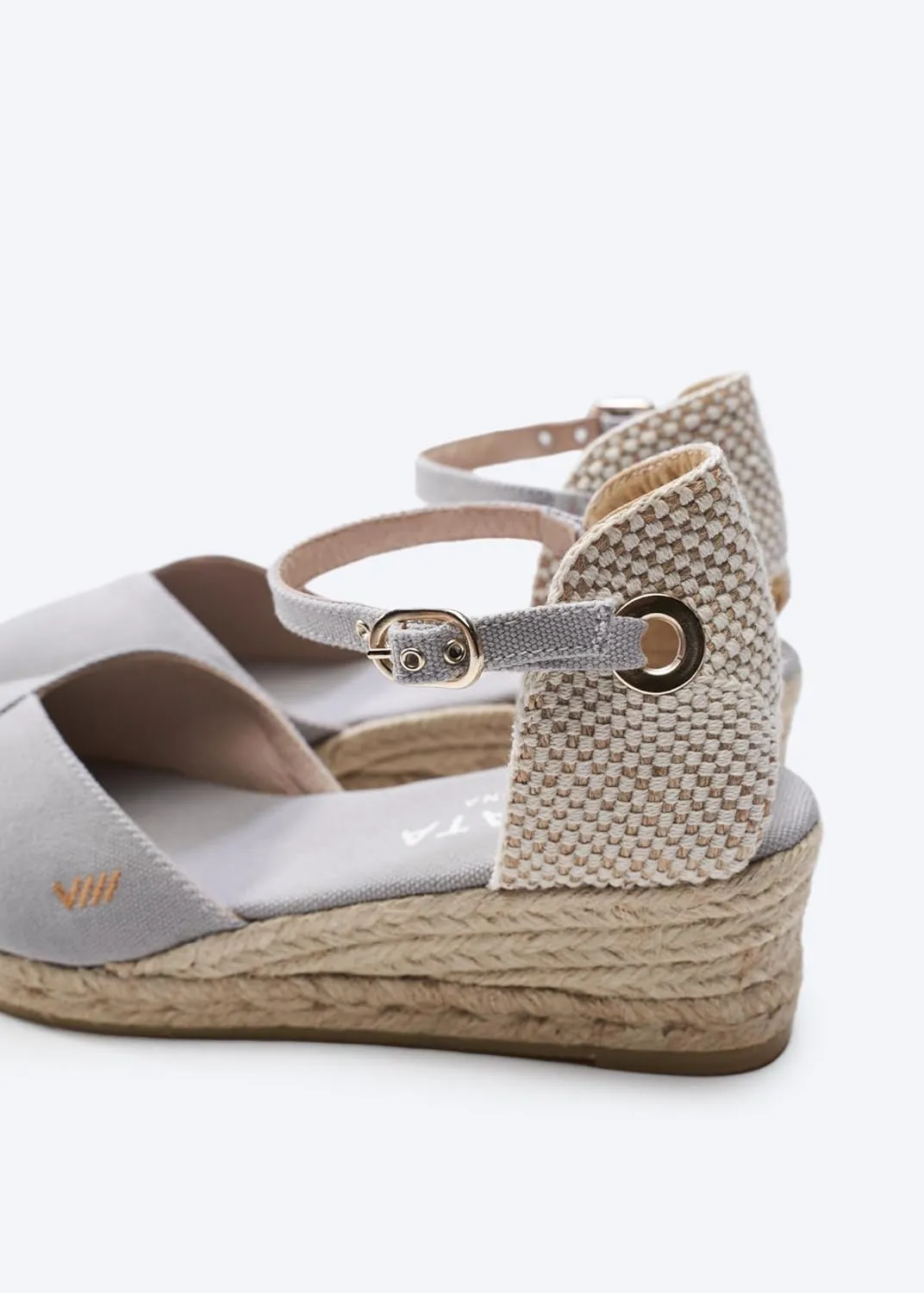 Viscata Pubol Espadrille Canvas Low Wedges with Ankle Strap Spain Handmade 2” Heel Women's Sandals with Breathable Organic Cotton Canvas and 100% Natural Jute for all Occasions: Casual, Work, Party