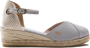 Viscata Pubol Espadrille Canvas Low Wedges with Ankle Strap Spain Handmade 2” Heel Women's Sandals with Breathable Organic Cotton Canvas and 100% Natural Jute for all Occasions: Casual, Work, Party