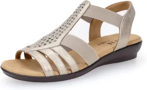 VJH confort Women's Flat Sandals, Comfort Elastic Slip-on Light Weight Slingback Casual Walking Sandals with Rhinestone