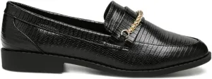 Vouse Low Block Loafers Adorned with Golden Chain
