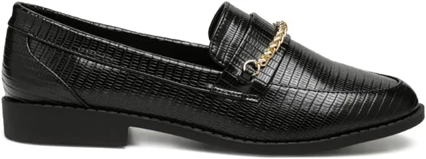Vouse Low Block Loafers Adorned with Golden Chain