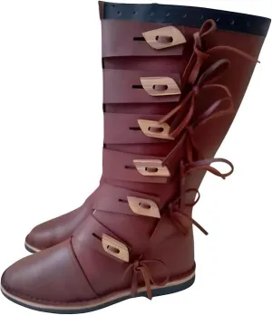 WAIZ Medieval Leather Long Boots – Authentic Renaissance Tall Boots for Reenactment, Cosplay, and LARP