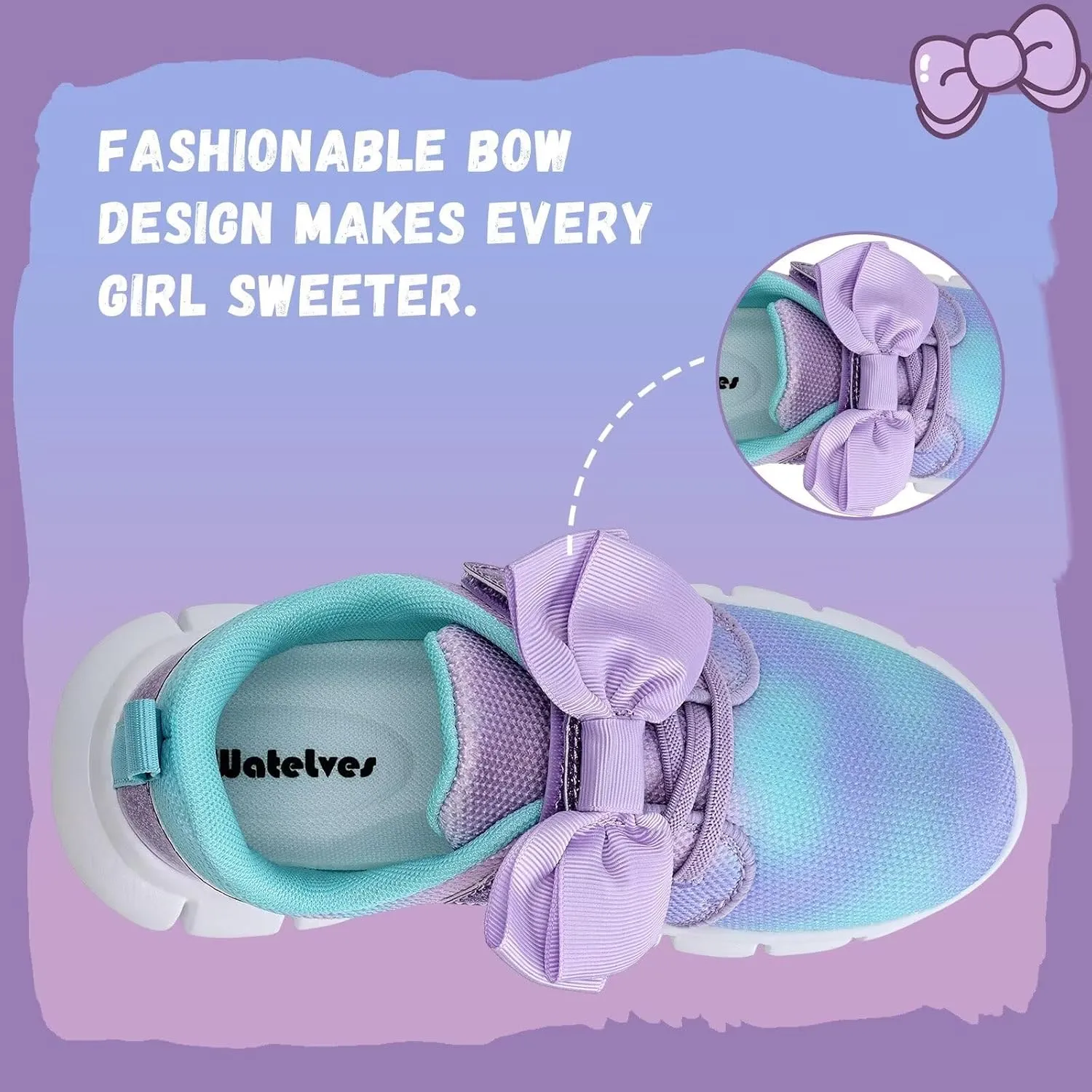WateLves Girls Sneakers Lightweight Walking Shoes Comfortable Running Tennis Shoes for Toddler Little Kid/Big Kid