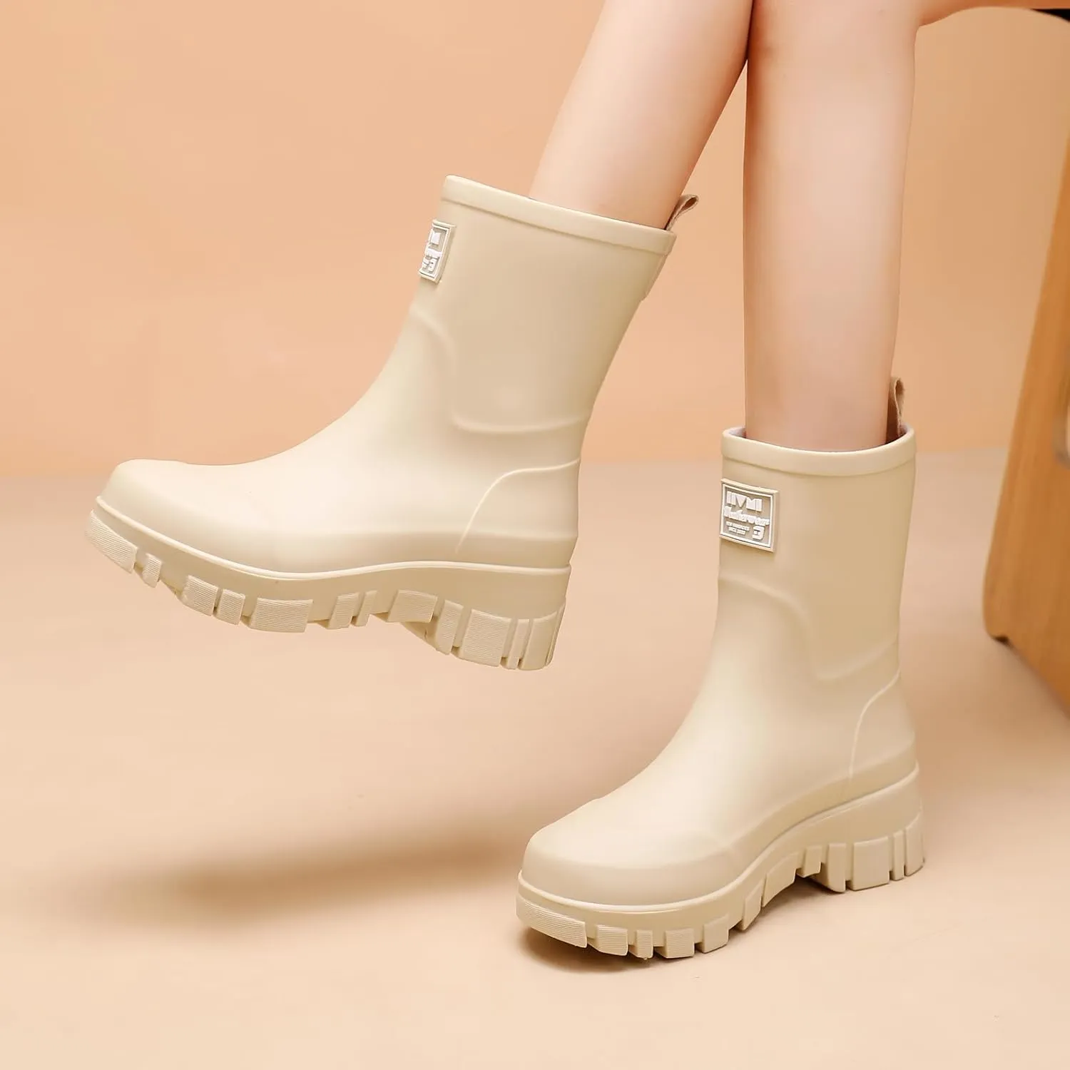 Waterproof Boots for Women Rain Boots Stylish Non Slip Rubber Boots Durable Garden Boots, Platform Mud Boots Fishing Boots for Outdoor Fashionable Booties