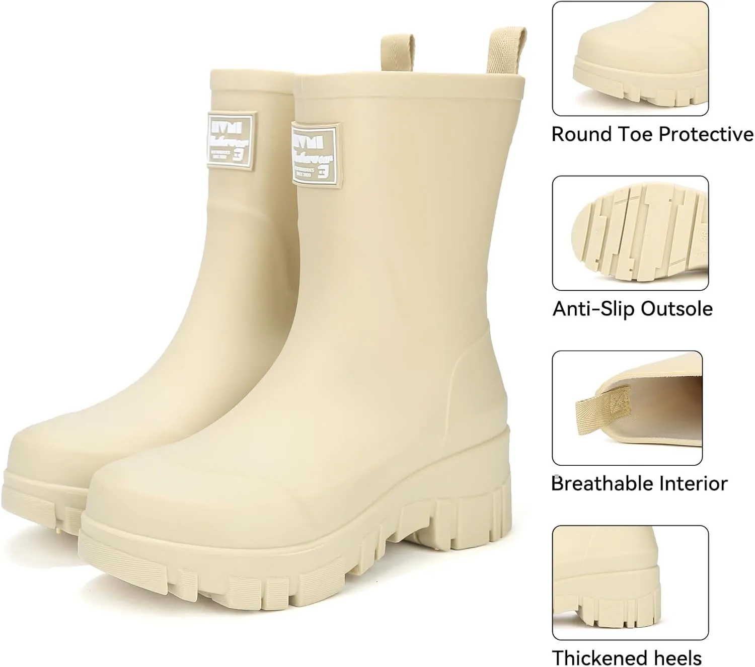 Waterproof Boots for Women Rain Boots Stylish Non Slip Rubber Boots Durable Garden Boots, Platform Mud Boots Fishing Boots for Outdoor Fashionable Booties